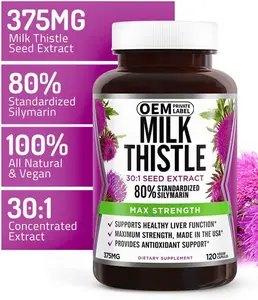 Private Label Cleanse Detox Cápsula Ervas Milk Thistle Cápsulas Extrato de Semente para a Saúde do Fígado & Suporte Antioxidante