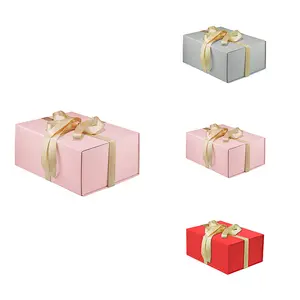 Scatola di carta regalo di lusso personalizzata ecologica per sempre rosa di fiori di sapone, confezione regalo magnetica per confezione di anelli di gioielli/