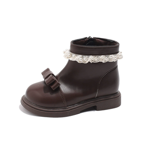 Botas Cortas de Invierno para Niñas, Estilo Británico, Botas Martin con Cordones de Perlas, Estilo Lolita, Botas de Cuero Forradas de Lana - Product Image 5