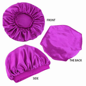 Effen Kleur Omkeerbare Zijdeachtige Motorkap Dubbellaags Nachtkapje Hoofddeksel Mutsen Hoed Voor Krullend Verend Haar - Product Image 2