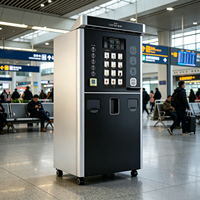 Distributeur automatique de café fraîchement moulu de qualité supérieure sans personnel en terminal aéroportuaire, réfrigérateur à lait à température constante, écran tactile