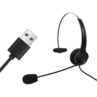 OMFOX Headset Komputer Berkabel Satu Telinga 3.5mm Dual Plug Over Ear Headphones Boom Microphone untuk PC