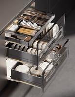 UZIA-SM35 Magic Corner pour armoire de cuisine, panier coulissant, organisateur de rangement d'angle, support en aluminium robuste pour cuisine