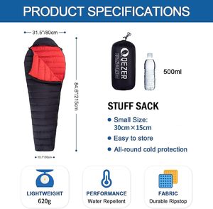 <span class=keywords><strong>Sac</strong></span> <span class=keywords><strong>de</strong></span> <span class=keywords><strong>couchage</strong></span> momie 600FP en nylon, <span class=keywords><strong>léger</strong></span>, étanche, coupe-vent, respirant, pour temps <span class=keywords><strong>froid</strong></span>, 4 saisons - Product Image 3