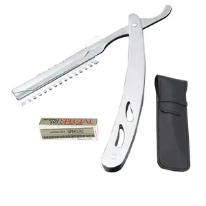 Old-Fashioned Manual Shaving Kit Folding Shaving Knife Holder para Rosto Trimmer Cabeleireiro Cabelo Barbear Shaver