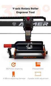 ACMER M2 Rouleau rotatif laser pré-assemblé pour gravure à 360 degrés sur objets cylindriques de 4 à 138 mm de diamètre, état neuf, 650 nm - Product Image 6
