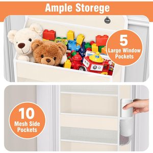 Over The Door Organizer 5 Tier Large Capacity Hanging <b>Storage</b> With Side Pockets For Bedroom Bathroom Nursery - Product Image 4