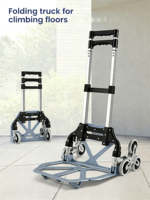 Chariot à trois roues en acier robuste de 75 kg, poignée extensible de 10 cm, chariot polyvalent, corde élastique, pour le shopping