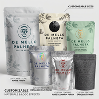 Sachet Doypack Personnalisé Imprimé 250g 500g 1kg avec Valve, Anti-humidité, Réutilisable, Fermeture Zippée, en Aluminium BTP pour Emballage Café et Thé
