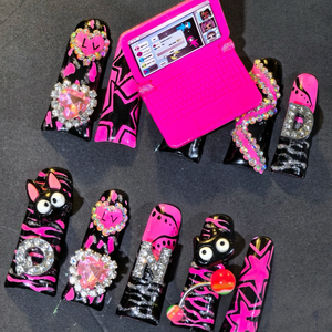 Bộ móng tay giả cao cấp thủ công, thiết kế dài hình quan tài, chất lượng cao, dán liền, dùng cho ngón tay. - Product Image 5