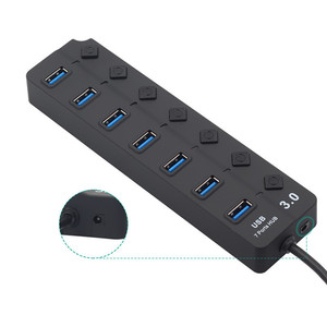 Hub <span class=keywords><strong>USB</strong></span> 3,0 4 7 puertos de alta velocidad <span class=keywords><strong>Multi</strong></span> Splitter adaptador de corriente interruptor indicador LED para MacBook Laptop Pc accesorios de computadora - Product Image 4