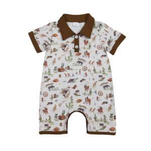 Mono de burbujas para bebé niña estilo vaquero occidental RTS, 95% algodón y elastano, estampado, informal, para recién nacida - Product Image 1