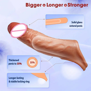 Jouet sexuel pour adulte gode en silicone réaliste à bas <span class=keywords><strong>prix</strong></span> manchon de pénis pour adulte, gode portable avec préservatif en silicone réutilisable pour <span class=keywords><strong>homme</strong></span> - Product Image 3