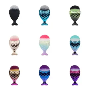 Pinceau plat en forme de poisson en poils synthétiques vegan personnalisés pour le maquillage du visage, le correcteur, compatible avec les pinceaux synthétiques - Product Image 2