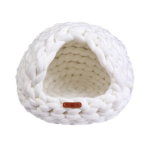 Handgemachtes Geflecht Gestricktes Katzen nest Haustier bett Korb Warmes gewebtes Katzen bett Winter - Product Image 6