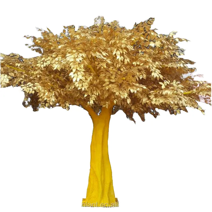 Top selling large Artificial gold leaf wish banyan tree fake nursery plant tree branches/ leaves for outdoor decor wishing