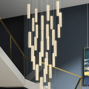Modern Minimalist Long Line LED Chandelier Multi Head Pendant <b>Light</b> For Staircase Living Room Home Decor - Product Image 2