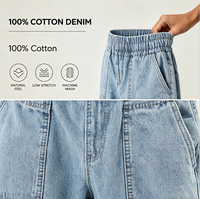 Celana Jeans Wanita Model Baggy Wide Leg Denim Pinggang Rendah Elastis Lembut Kasual Gaya Sehari-hari