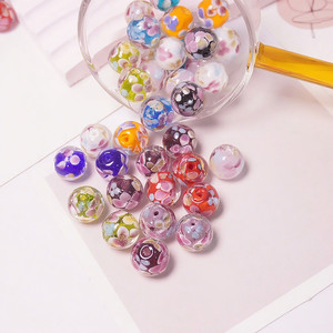 Confezione da 10 Perle di Vetro Lampwork Floreali Multicolore Fai-da-Te, Perle di Cristallo Rotonde Fatte a Mano Stile <span class=keywords><strong>Murano</strong></span> da 12mm, Vendita all'Ingrosso - Product Image 6