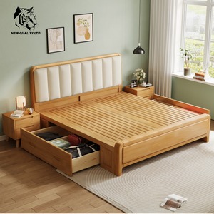 china supplier best price customized <b>large</b> stock 1.8m king bed ready to ship newest design bedroom furniture wood king size bed - Product Image 5