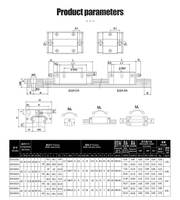 Rail de guidage linéaire HGR20 Grade P 100 6000mm, Bloc coulissant HGH20CA HGW20CC à bride carrée, Kit pour machine de fraisage CNC