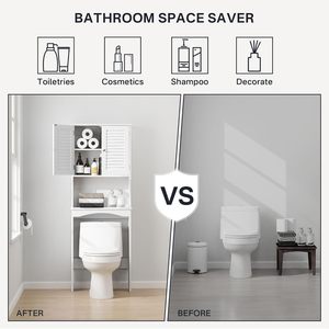 Étagère <span class=keywords><strong>en</strong></span> <span class=keywords><strong>bois</strong></span> moderne <span class=keywords><strong>pour</strong></span> salle de bain au-dessus des toilettes avec armoire de rangement - Product Image 3