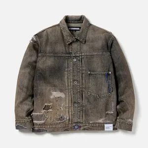 Customized Men's High-quality Washed Denim Jacket With Heavy Craftsmanship 2024 Street Style Brand Denim Jacket