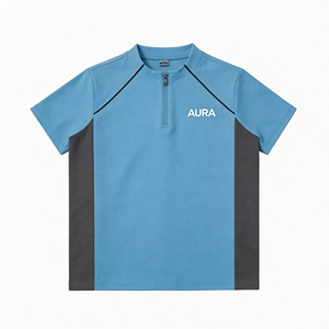 T-shirt à col montant, blocs de couleur personnalisables sur l'avant et les bords, vente en gros, très demandé - Product Image 4