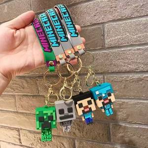 Nuevo y creativo llavero de goma 3D con diseño de minero, mosquetón de plástico duradero, colgante para bolso con forma de dibujos animados de <span class=keywords><strong>Minecraft</strong></span> 3D - Product Image 1
