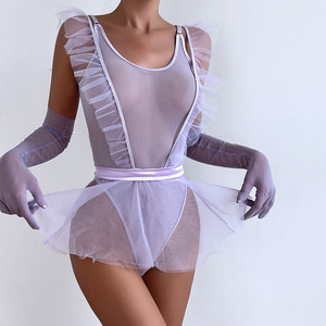 Nieuw Design Vrouwen Sexy Mesh Transparante Lingerie 3-delige Jurk Set Met Handschoenen Lief Meisje Bedtijd Sexy Ondergoed - Product Image 2