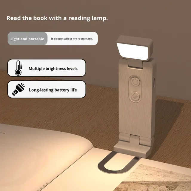 New EGH Portable Travel 3 Color Ultra LED Type-c Rechargeable Folding Mini Clip on Lamp Indoor Book Reading Light