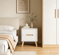 Mesita de Noche con Cajones, Precio de Fábrica, Muebles de Dormitorio, Mesa de Noche Moderna de Madera Blanca