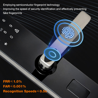 Cerradura Inteligente WiFi Negra Impermeable con Manija Digital Biométrica de Huella Dactilar y Llave Electrónica TUYA para Casas y Apartamentos