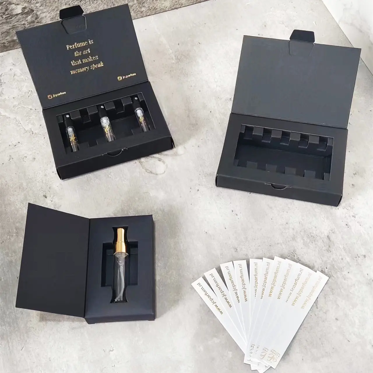 Custom Packaging For Dropper Vials Paper Board Perfume Sample Cards 10ml Vial Packaging Box For Perfume Tester