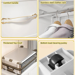 خزانة ملابس كبيرة جدًا متعددة الطبقات ببابين من البلاستيك بعرض 58 سم مع أدراج تخزين - Product Image 5