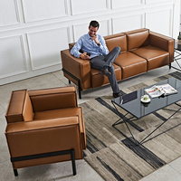 Guangzhou Fabrik Großhandel Modernes Ausziehbares Ledersofa-Set für Wohnzimmer Büro Apartment Einkaufszentrum Hotel Möbel