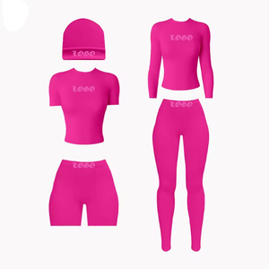Collection Printemps 2025 – Ensemble deux pièces personnalisé pour <span class=keywords><strong>femme</strong></span> : <span class=keywords><strong>Legging</strong></span> et haut <span class=keywords><strong>en</strong></span> jersey côtelé de <span class=keywords><strong>coton</strong></span> – Tenue décontractée basique - Product Image 1