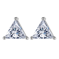 Boucles d'oreilles clous en moissanite taille trillion, en argent sterling S925, couleur D, 0,5/1/2 carat, pour femme