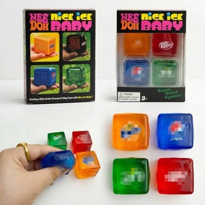 Joli ensemble de 4 cubes souples en forme de glace, transparents comme du cristal, à récupération lente, jouet anti-stress, personnalisation usine OEM ODM, cadeaux et faveurs de fête - Product Image 1
