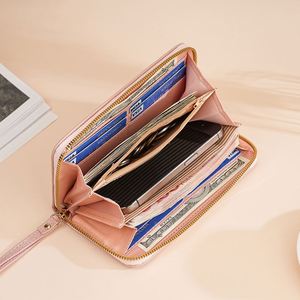 Pochette longue personnalisée pour femme avec logo, en cuir PU, pour téléphone portable, portefeuille avec fermeture éclair, livraison directe - Product Image 3