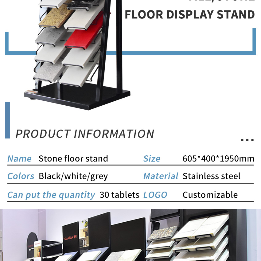 Showroom Steel Stone Standing Showing Marble Ceramic Factory Tower Type Sample Quartz Tile Floor Stand Granite Display Rack