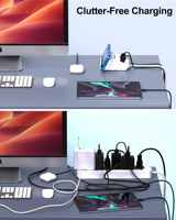 Base de Carga Rápida USB-C PD20W de 35W y 3 Puertos, Material ABS, Soporte para Teléfono Móvil con Enchufes para EE. UU./Reino Unido/UE, Base de Escritorio