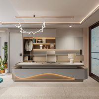 Ensemble de bureau de direction ergonomique modulaire en L de luxe moderne avec panneau en bois de qualité commerciale et tiroir à dossiers