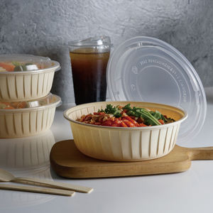 Bol à déjeuner biodégradable écologique jetable couvercles en plastique vaisselle micro-ondable pour fête de restaurant pour servir de la nourriture - Product Image 1