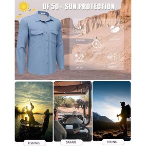 Chemise de pêche pour homme FOXA UPF 50+ Séchage rapide Protection solaire Manches courtes Vêtements d'extérieur - Product Image 5