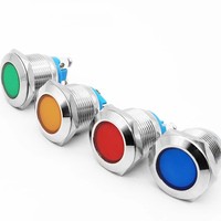 Lumière indicatrice LED en métal étanche IP67 à double couleur tricolore 12/16/19/22 mm, montage sur panneau industriel avec fil 220V