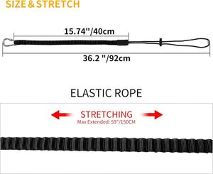 Retractable Tool Lanyard Stainless Steel <b>Lock</b> Carabiner Adjustable Loop Fall Protection Safety Scaffold Construction Roofing - Product Image 3