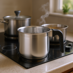 Stainless Steel Milk <b>Pot</b> 1.25L With Handle For Cooking Induction Compatible Minimalist Design - Product Image 3