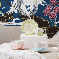 Ensemble tasse à thé et soucoupe en porcelaine perle coquille écologique avec logo personnalisé pour la maison et le bureau