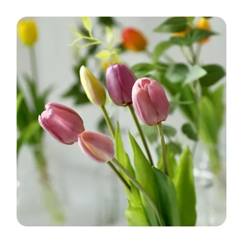 Décoration de bureau maison tulipes artificielles Real Touch fleur Mini tulipe artificielle fleur